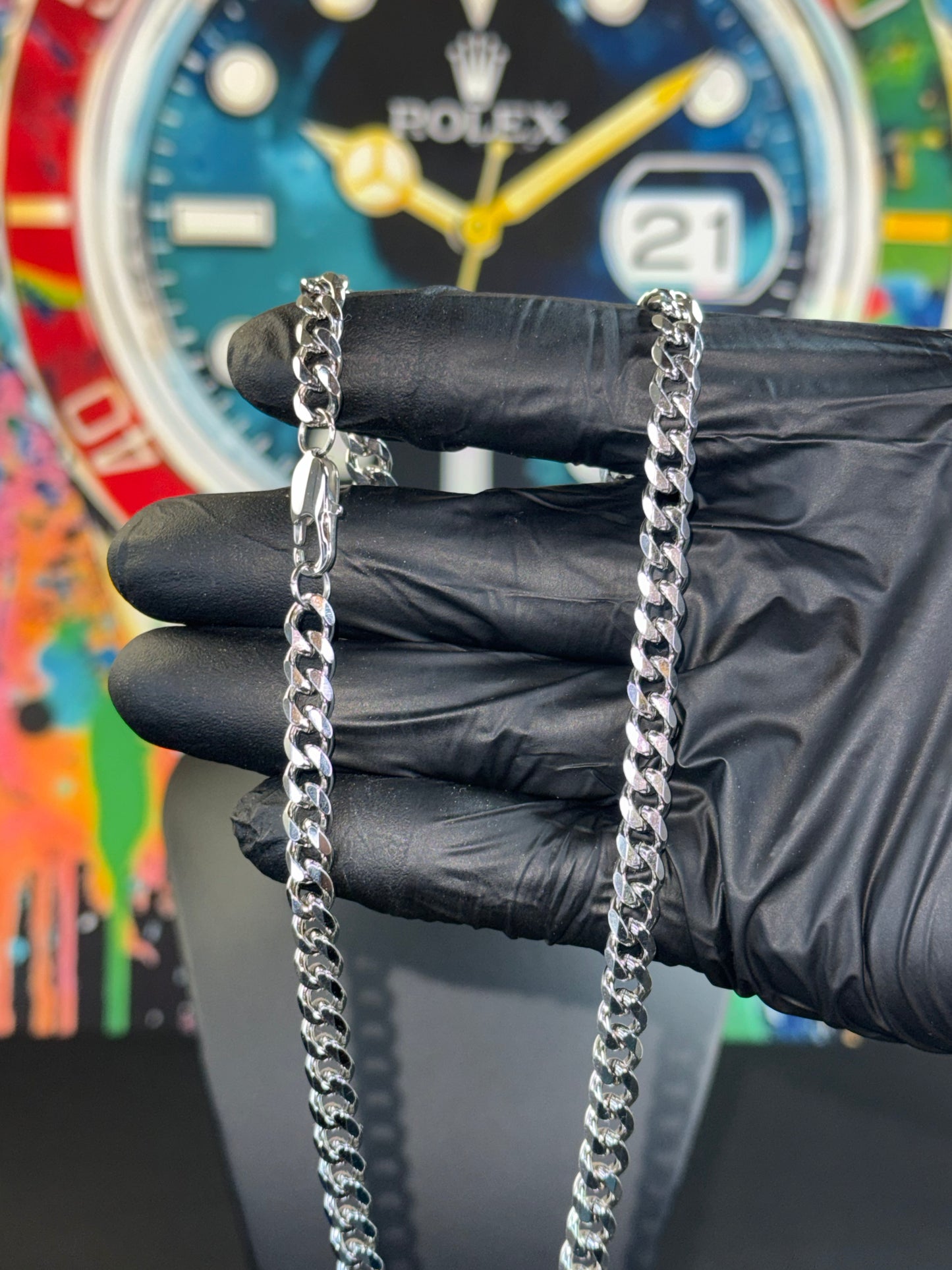 7mm Stainless Steel Cuban Link Chain with Lobster Clasp
