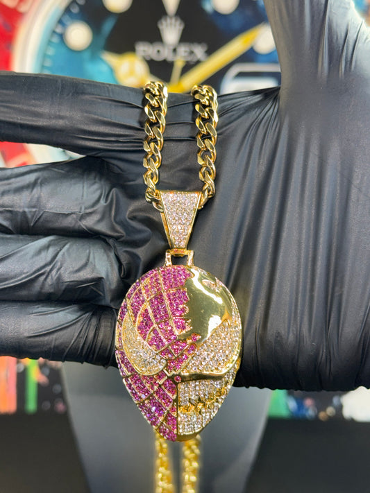 Iced Spider-Man & Venom Split-Face Pendant